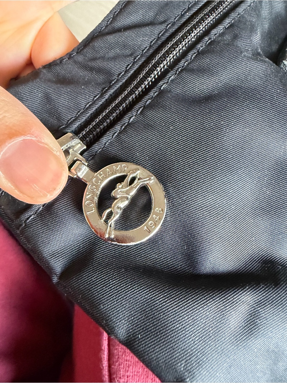 Longchamp Black Nylon Crossbody Bag with Stud Detail - Picture 4 of 6